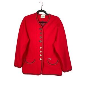 Vintage Stapf Pure New Wool Red Cardigan Sweater Size 40